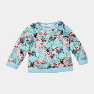 Posh Peanut Blue Deer Floral Print Sweatshirt